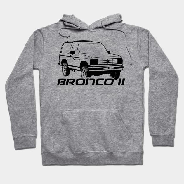 1989-1990 Ford Bronco II Black, with tires Hoodie by The OBS Apparel